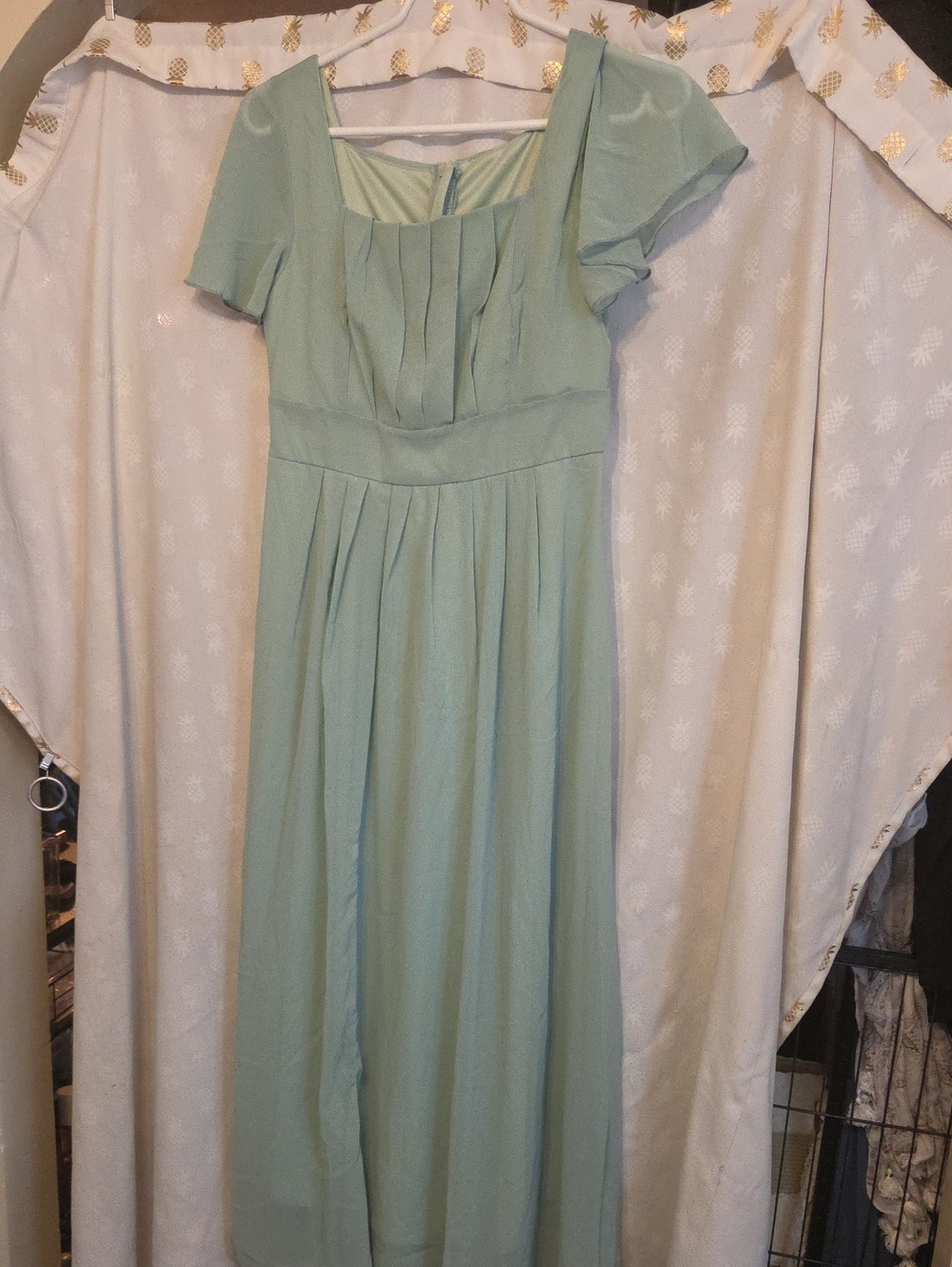 SHEIN Mint Green Pleated Maxi Dress